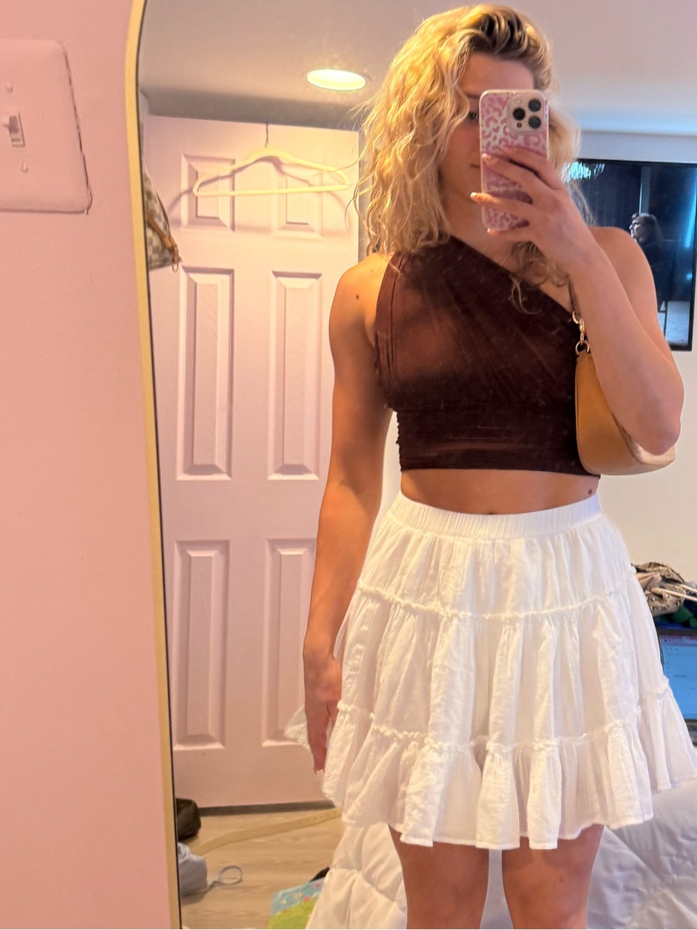 American Eagle Outfitters White Tiered Mini Skirt